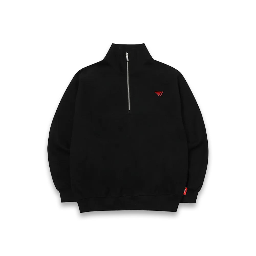 T1 Logo Half Zip Up Sweatshirt (Black)