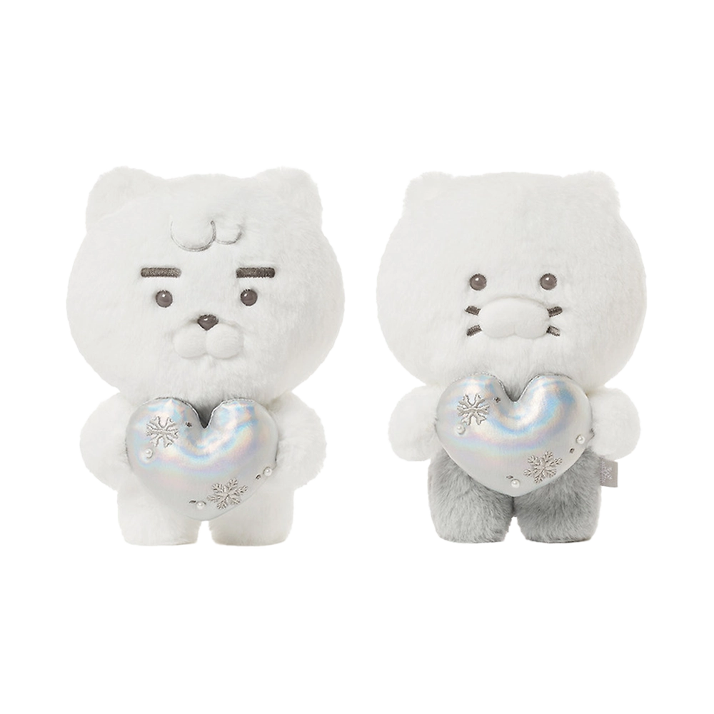 Kakao Friends White Silver Snow Heart Plush Doll