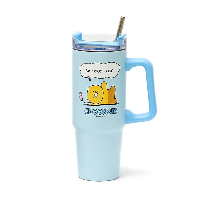 Kakao Friends Choonsik Cartoon Blue Handle Tumbler 887ml