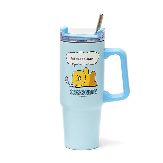 Kakao Friends Choonsik Cartoon Blue Handle Tumbler 887ml