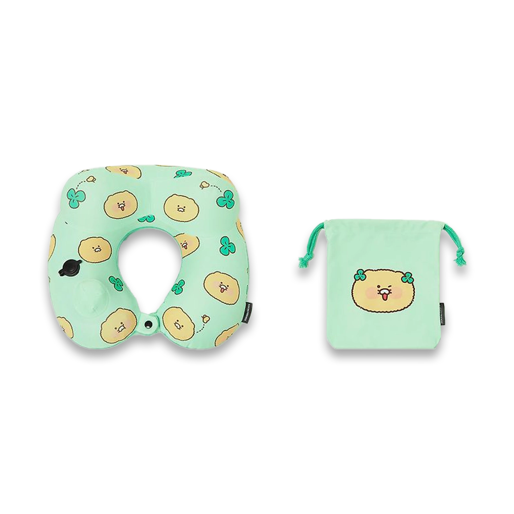 KAKAO FRIENDS [A Day of Fluffy Choonsik] Compact Neck Cushion & Pouch Set