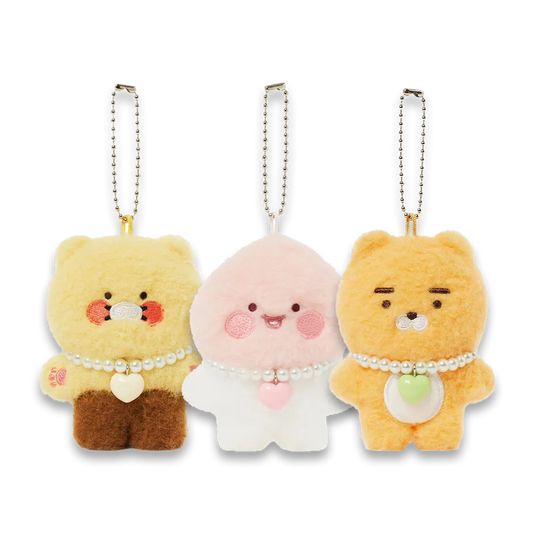 Kakao Friends Pearl Necklace Boucle Plush Doll Keyring