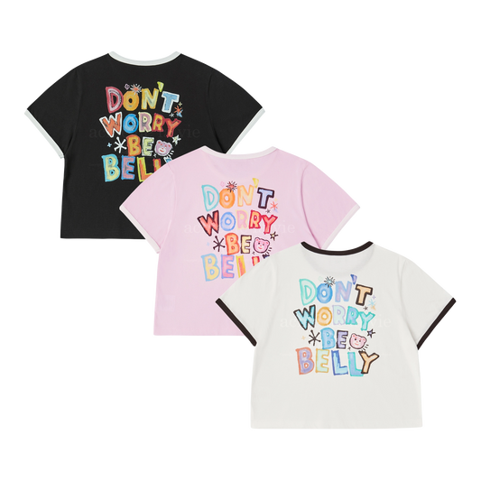 Bellygom X ADLV Belly Collage Logo Crop Short Sleeve T-Shirt