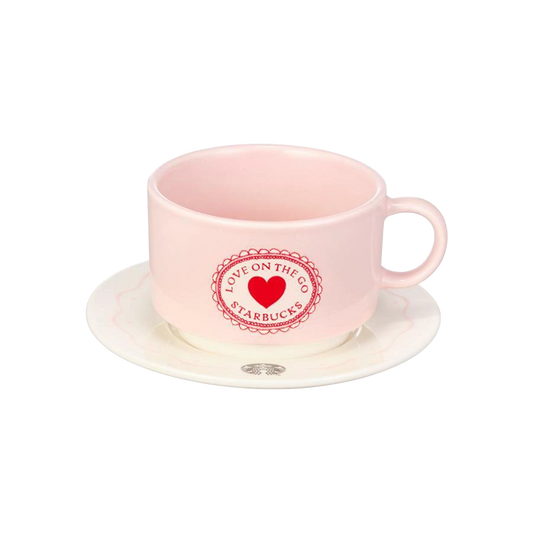 Starbucks Korea Sweetie Heart Mug & Saucer 237ml (Pink)
